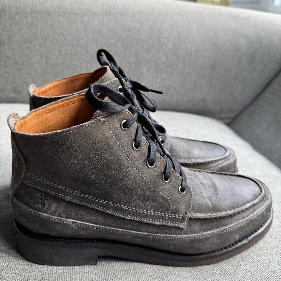 Frye Field Lace Up Mens Chukka Leather Lace Up Boots ShoesTaupe Grey Preppy 9.5 - Picture 1 of 15